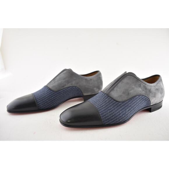 Christian Louboutin Mens Alpha Male Flat Black Grey Blue Dress Slip Loafer 43 10 main image 4